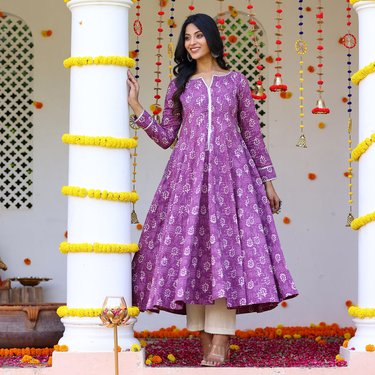 Laila Purple Cotton Set