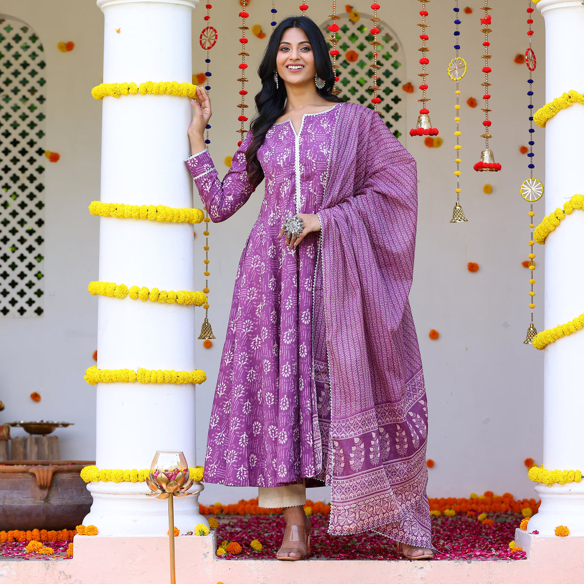 Laila Purple Cotton Set