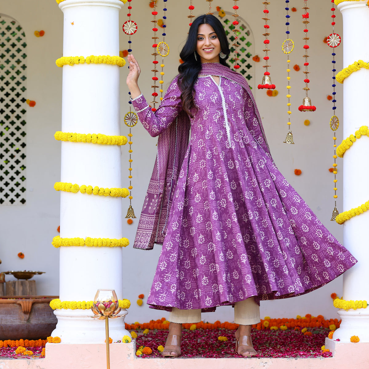 Laila Purple Cotton Set