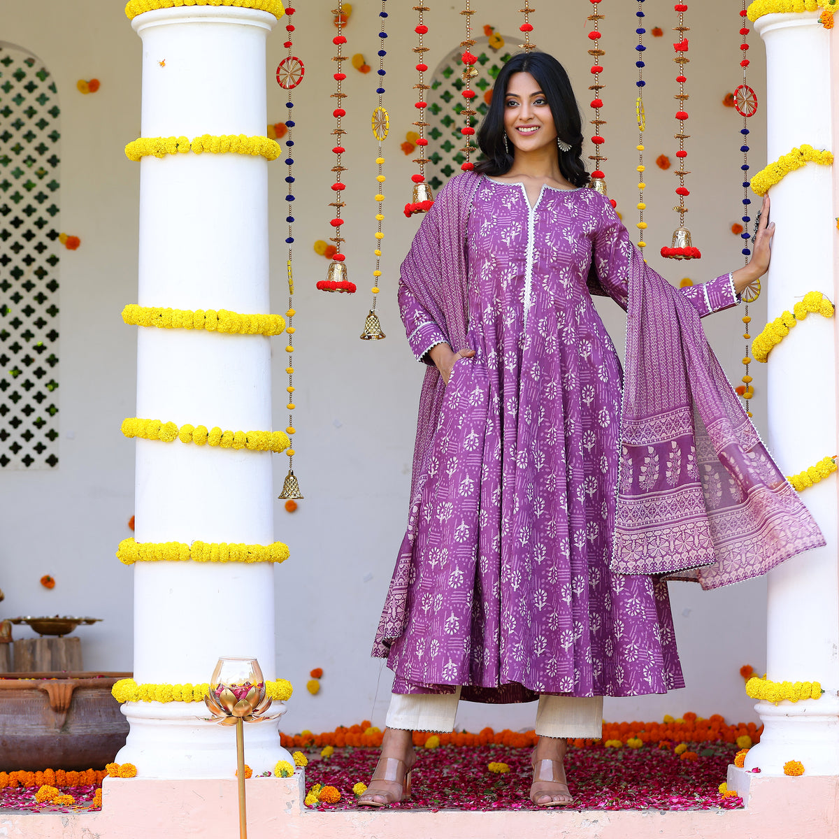 Laila Purple Cotton Set