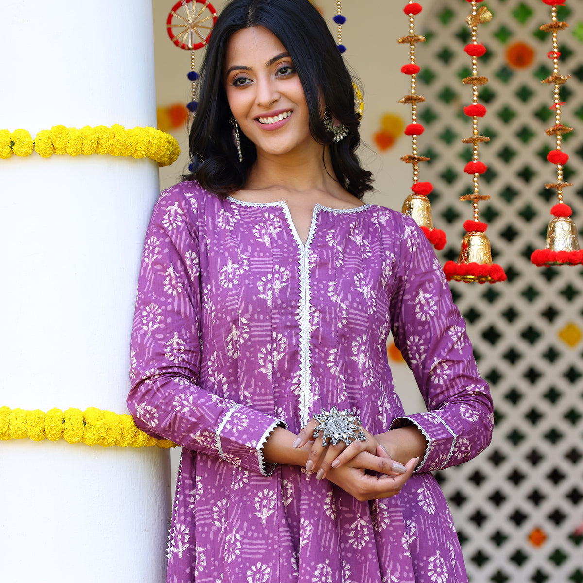 Laila Purple Cotton Set