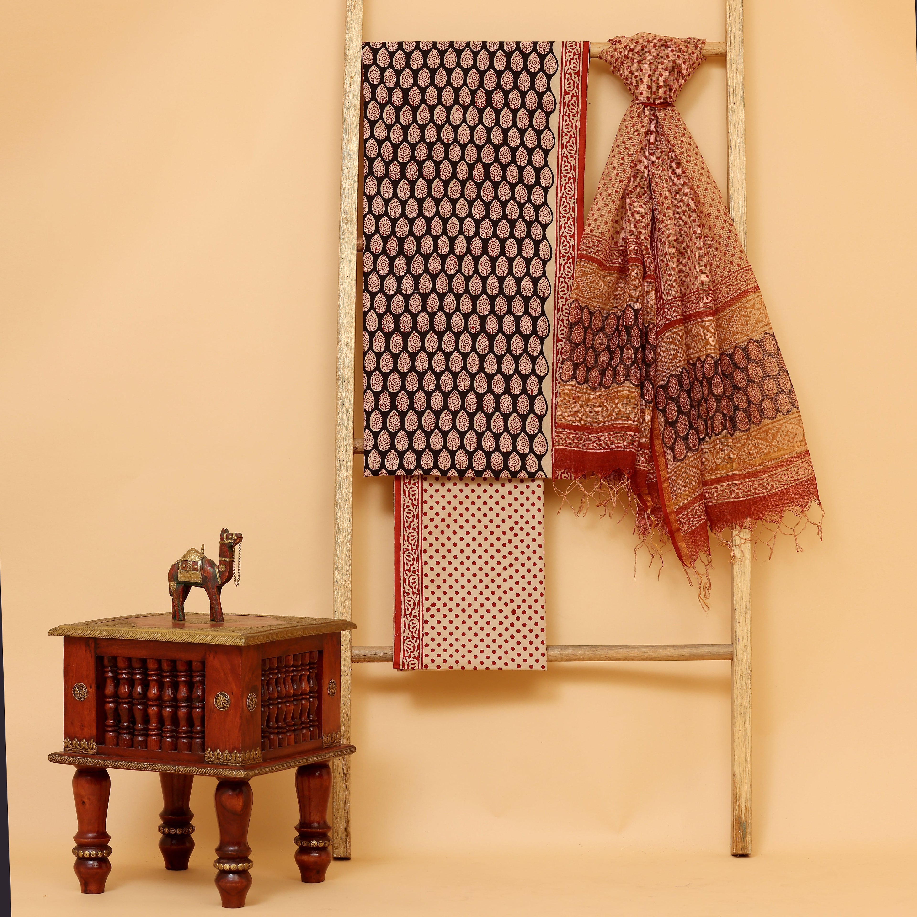 Azam hand block printed cotton  unstitched Suit set