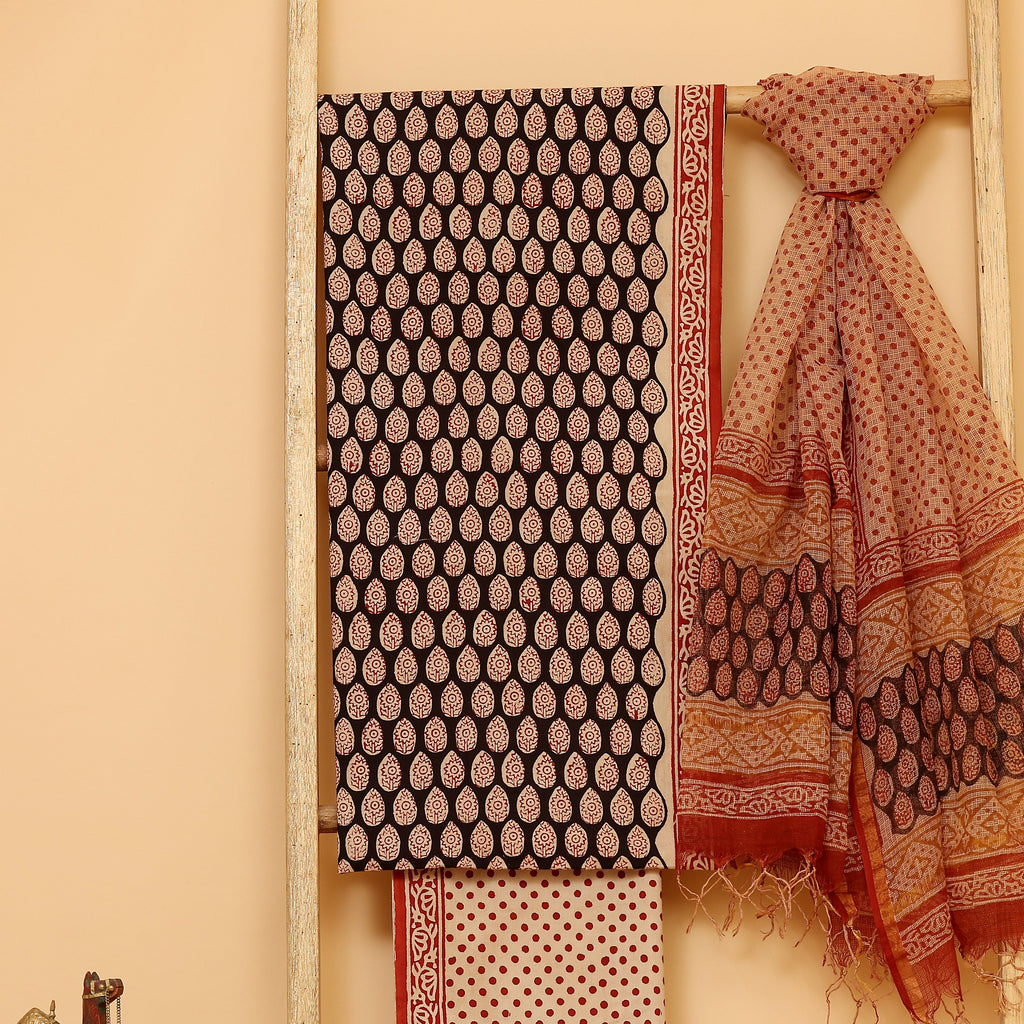 Azam hand block printed cotton  unstitched Suit set
