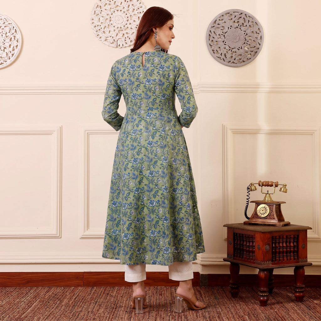 Azi Hand block Cotton Kurta