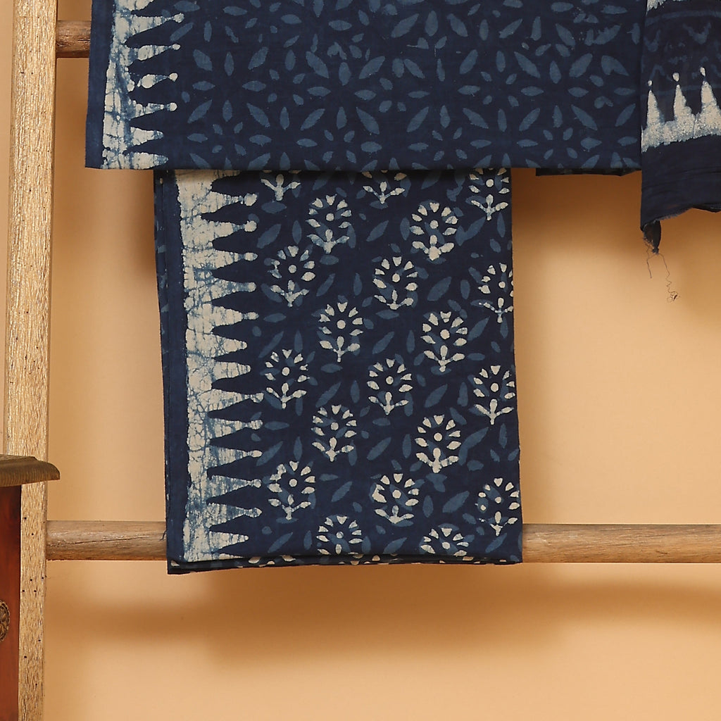 Blue Handwoven Cotton  unstitched Suit set
