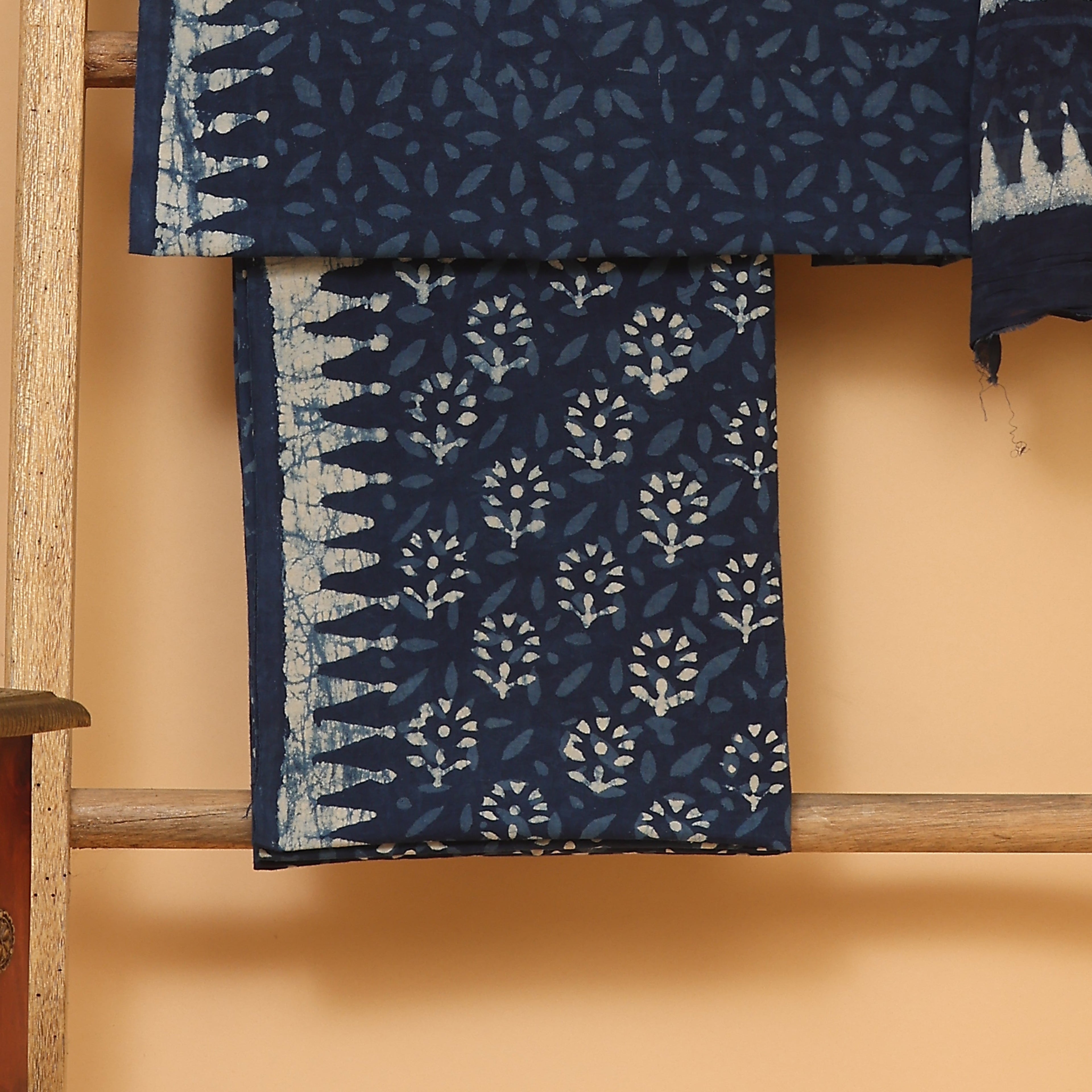 Blue Handwoven Cotton  unstitched Suit set