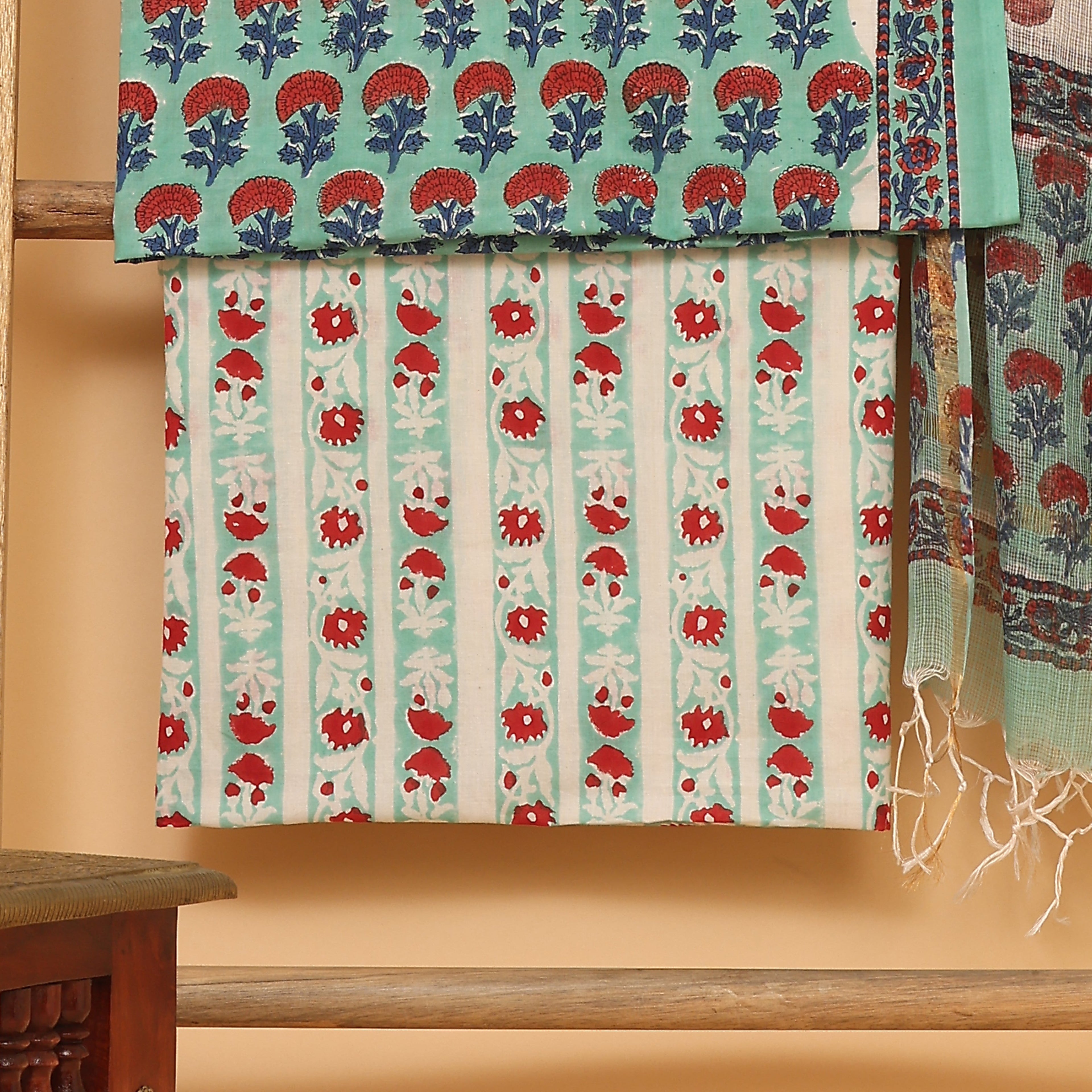 Bagru hand block printed cotton  unstitched Suit set