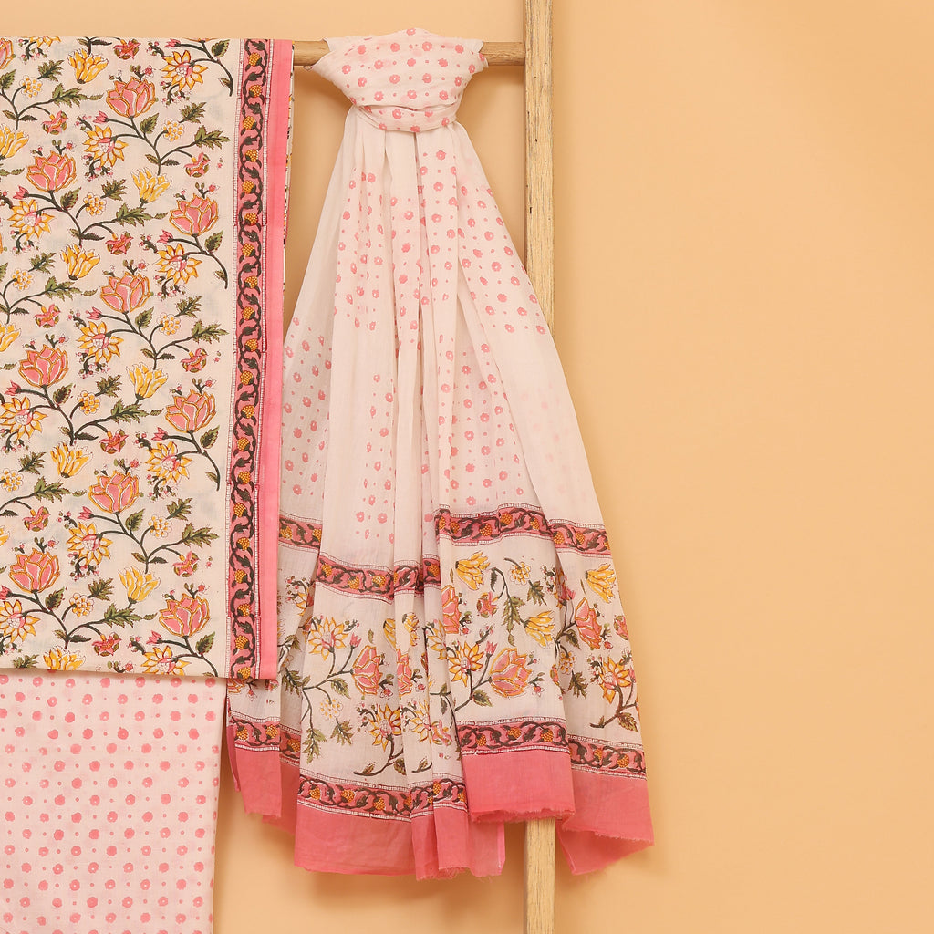 Sanganeri Rapid Printed cotton  unstitched Suit set