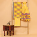 Yellow bagh hand block printed cotton  unstitched Suit set