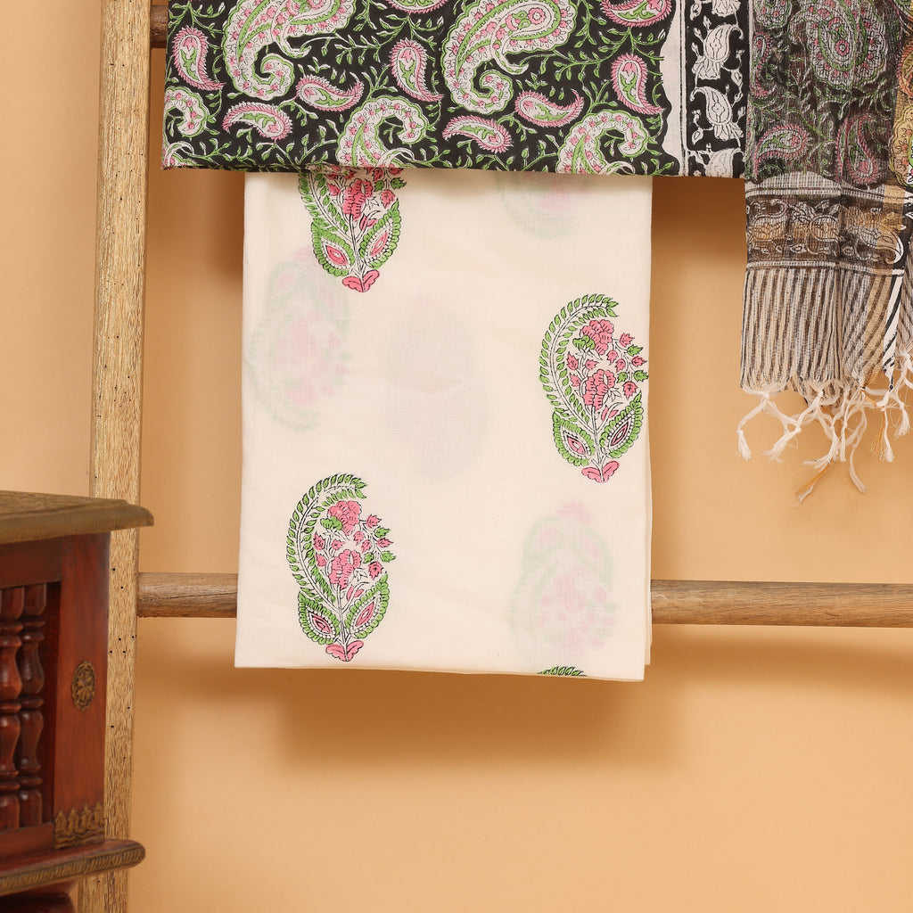 Mughal Hand block  printed cotton  unstitched Suit set