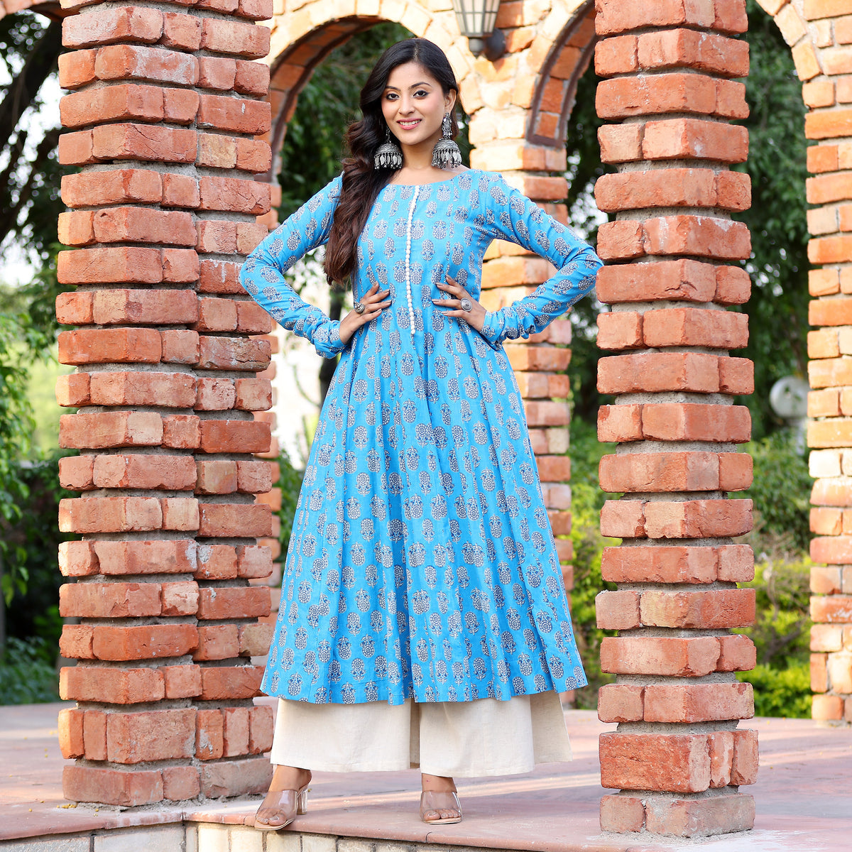Gajgamni Gher Cotton Printed Kurta