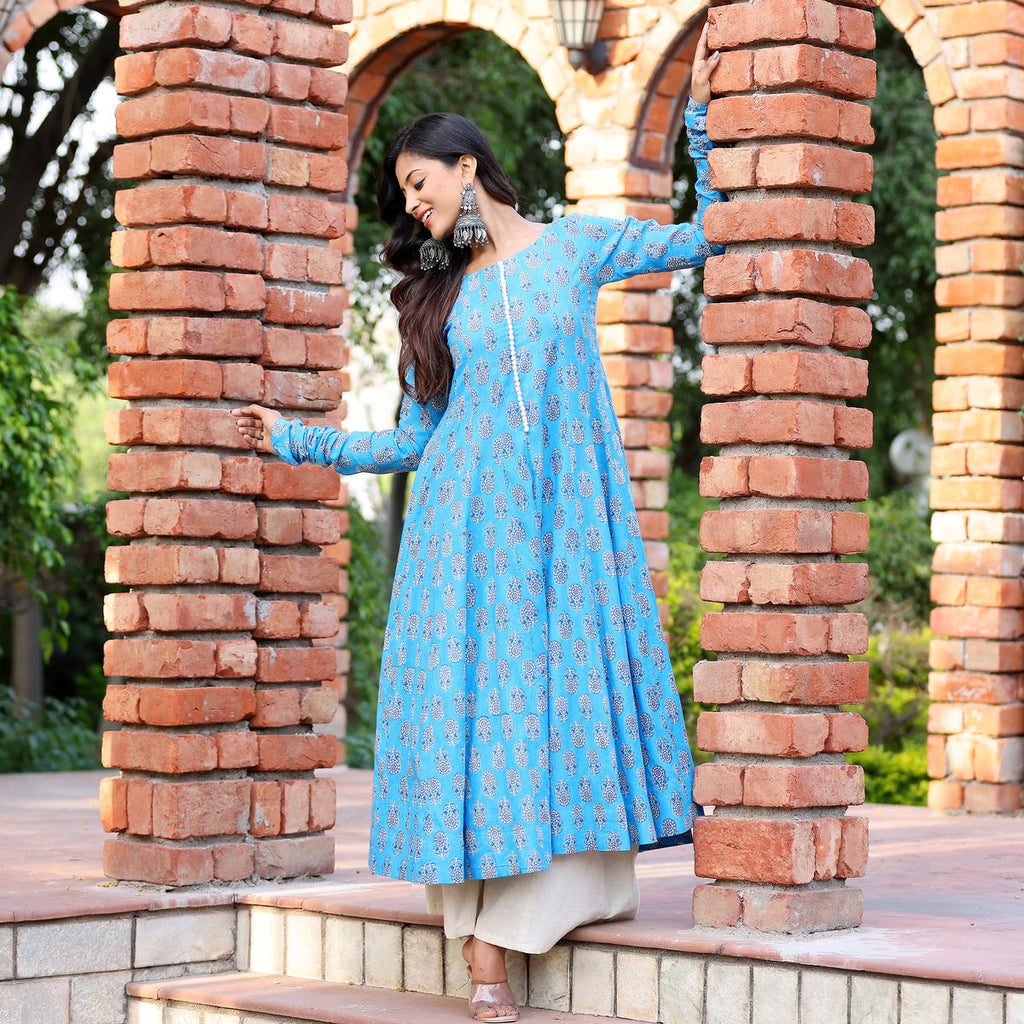 Gajgamni Gher Cotton Printed Kurta