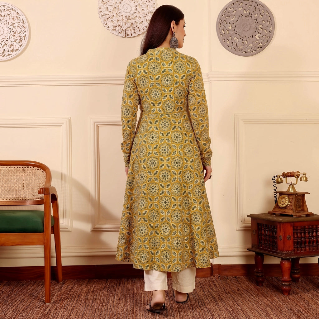 Ahikya Mustard Cotton Kurta