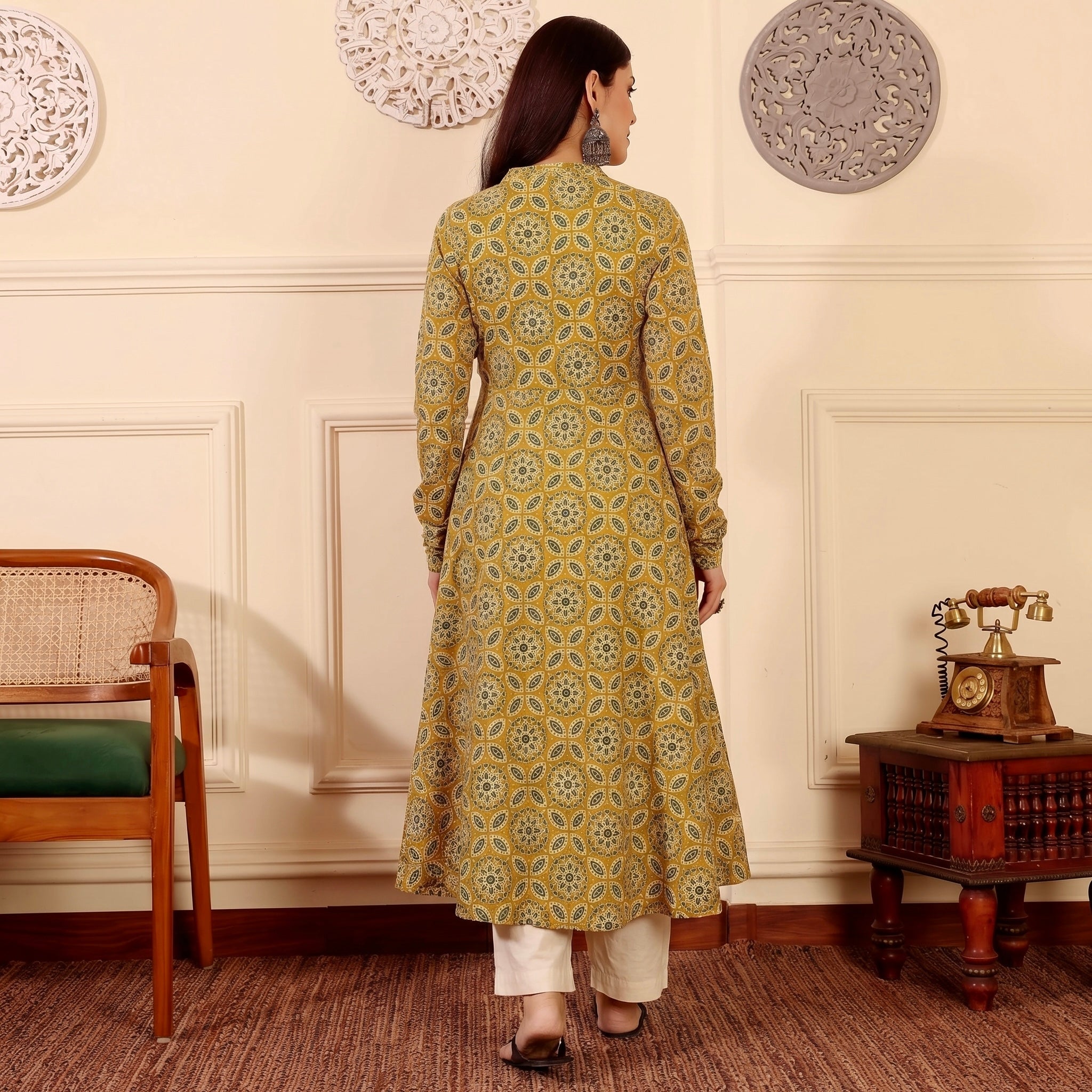 Ahikya Mustard Cotton Kurta