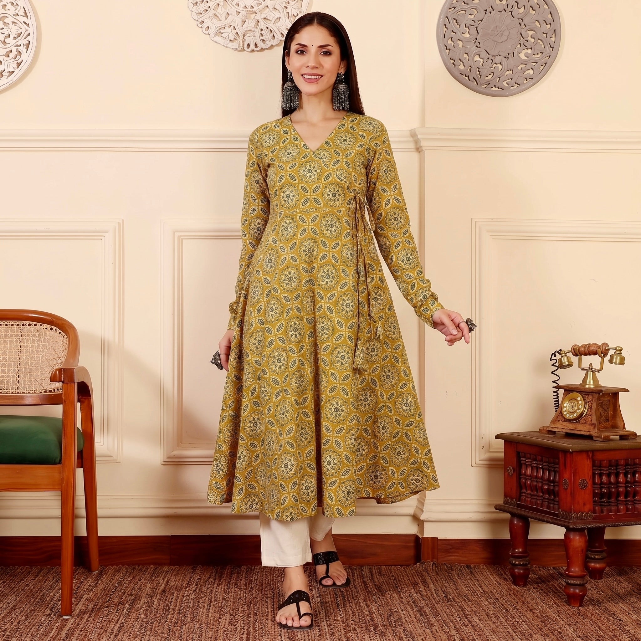 Ahikya Mustard Cotton Kurta