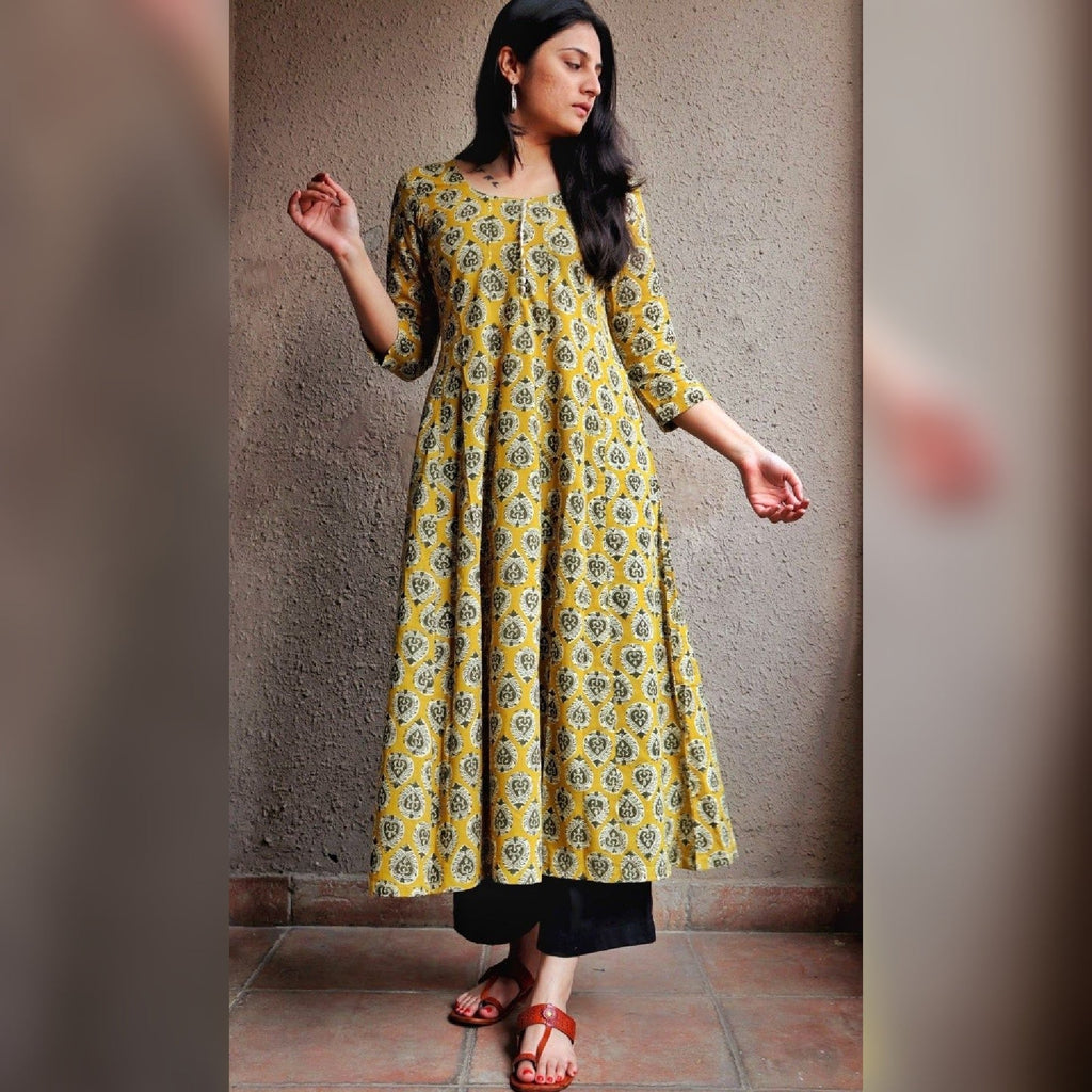 Mustard Kalidaar Kurta