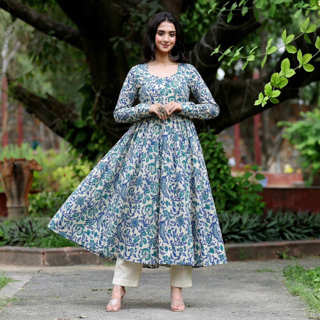 Kripa Kalidaar Cotton Kurta
