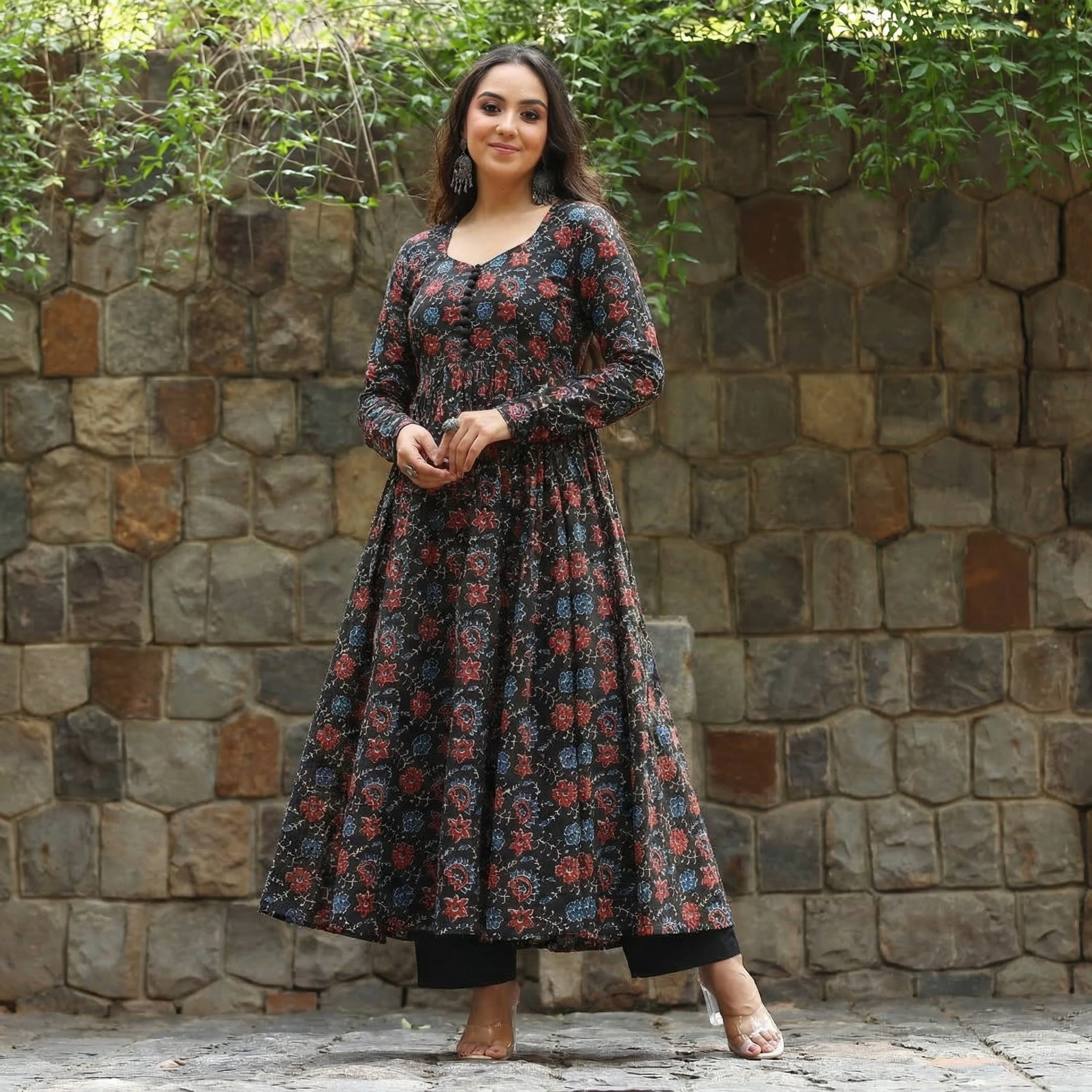 Paheli Black Cotton Kurta