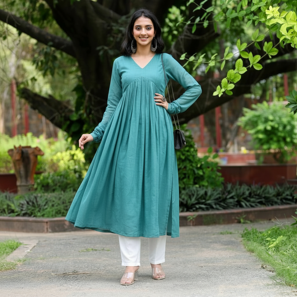 Sudarsha Teal Kurta